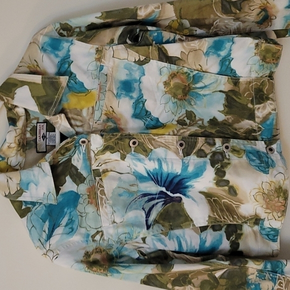 Caribbean JOE Hawaiian Tropical Floral Lightweight Festival Jacket Medium - Picture 3 of 9